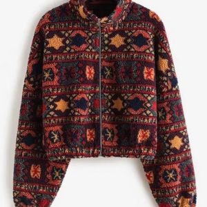 tribal print teddy jacket